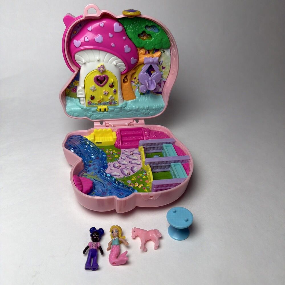 Polly Pocket Unicorn Forest Compact with Glitter Horn Play Set - incomplete
